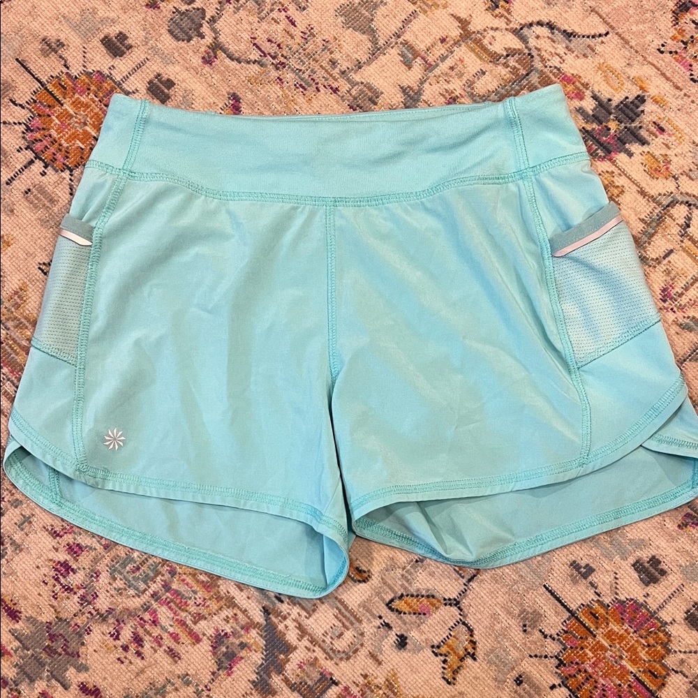 Athleta Girl Record Brealer 3” Aqua Athletic Shorts L (12)